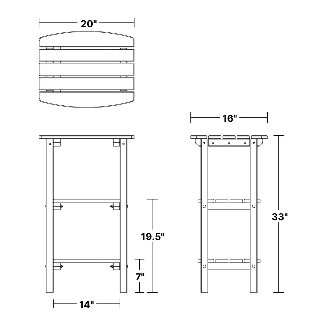 Wildridge Classic 3-Shelf Side Table, Aruba Blue - Outdoor Weather Resistant Recycled Plastic Furniture for Patio