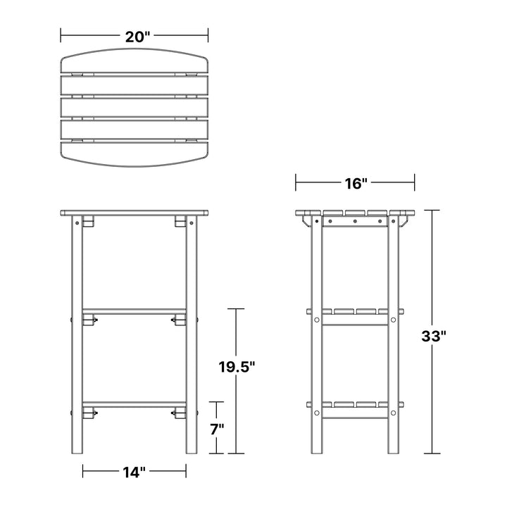 Wildridge Classic 3-Shelf Side Table, Aruba Blue - Outdoor Weather Resistant Recycled Plastic Furniture for Patio