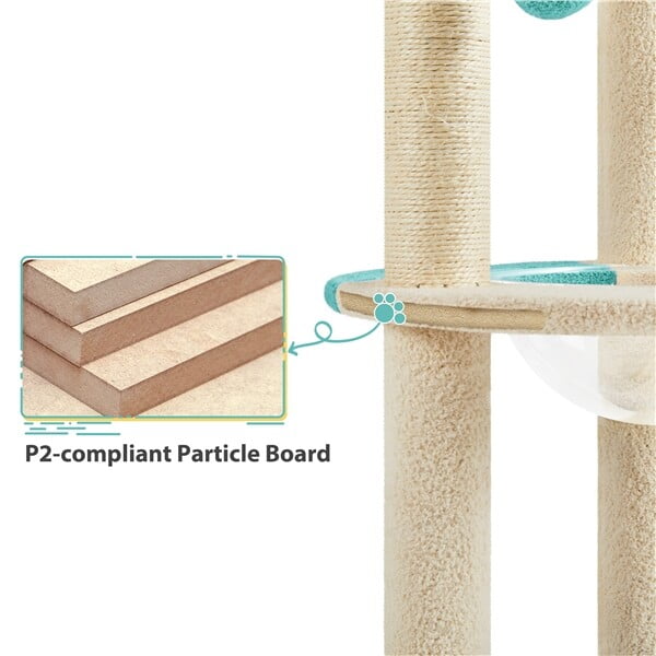 35.5in Cat Tree Tower w/ Clear Capsule, Perch, Scratching Posts for Indoor Cats