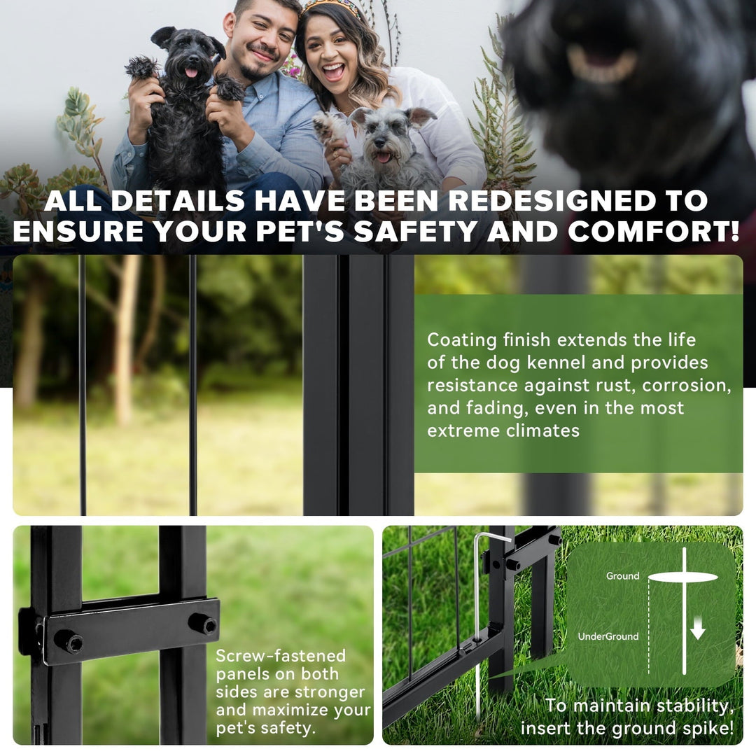 WOKEEN Large Dog Kennel Outside, 6'×4'×6',Welded Rectangular dog kennel outdoor with Waterproof Roof,2 Rotating Bowls & Secure Lock for Backyard （All Life Stages Dogs）