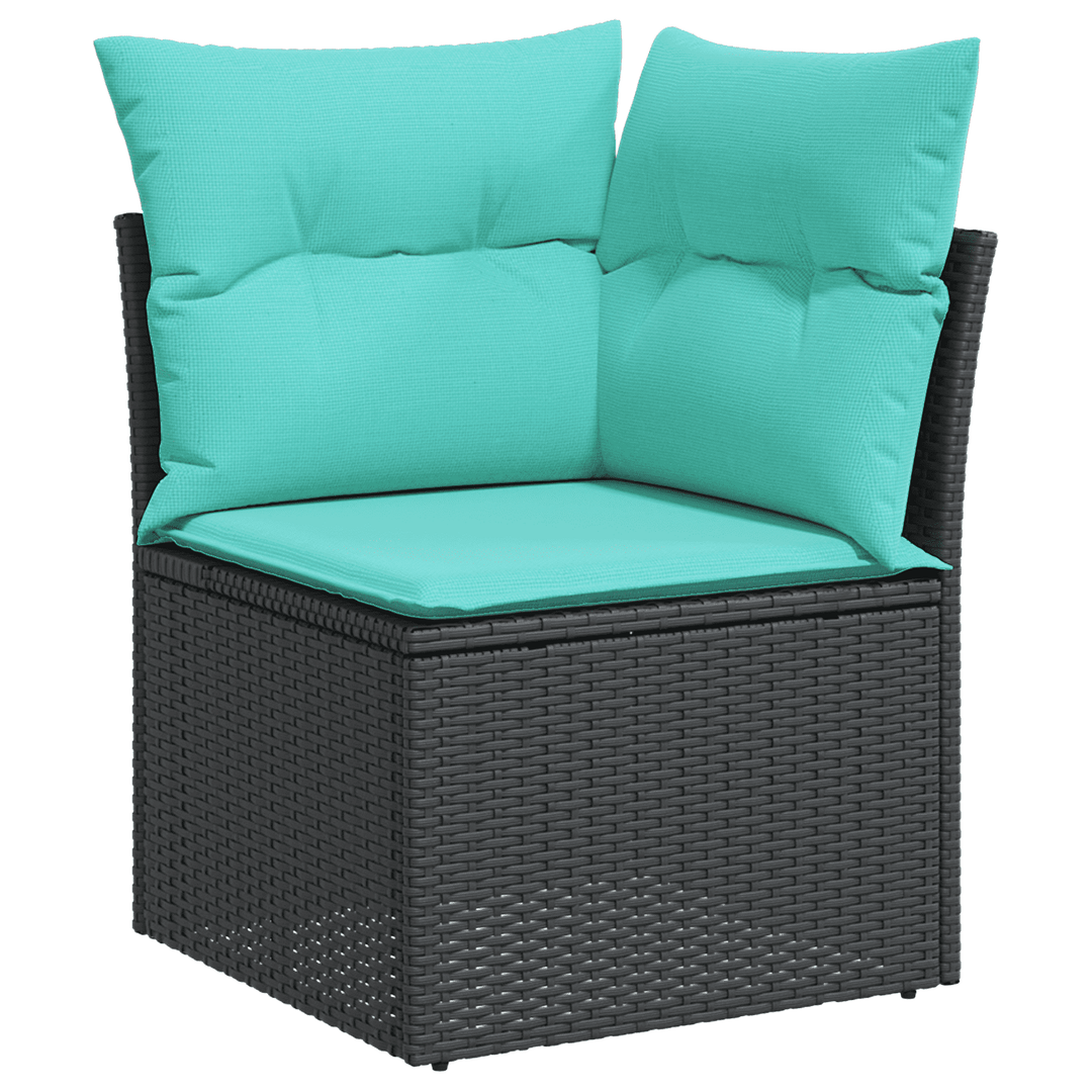 vidaXL 5 Piece Garden Sofa Set with Cushions Black Poly Rattan Acacia