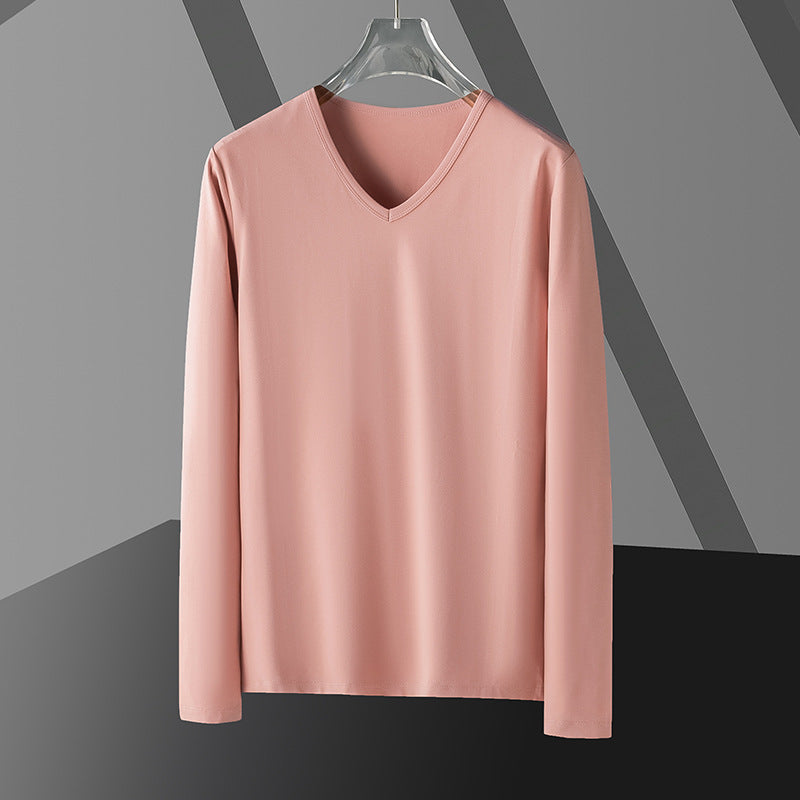 Long Sleeve Men's Fashion Wear Inner Bottoming Shirt Tight-fitting Solid Color Top