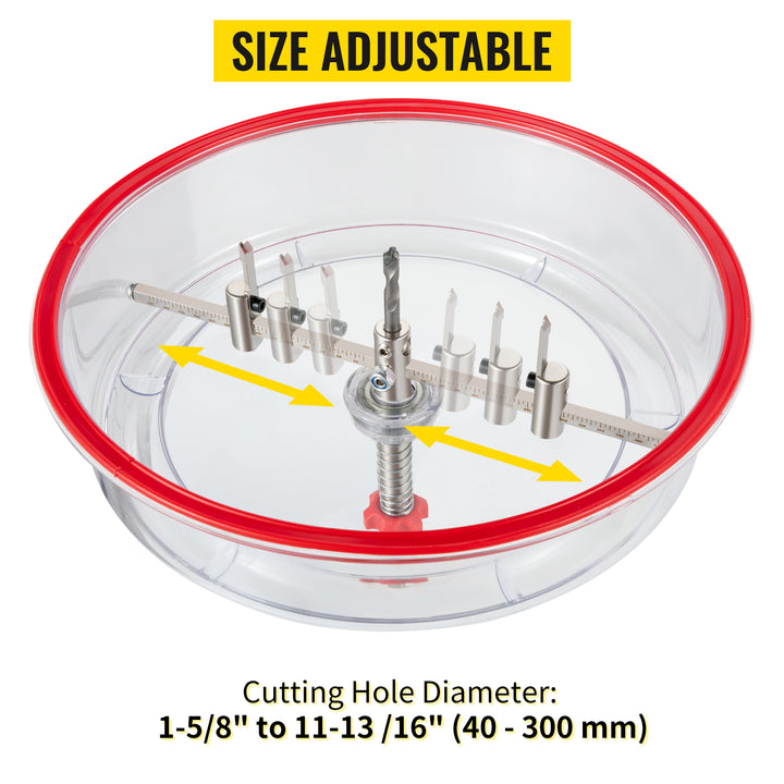 VEVOR 40-200mm 40-300mm Adjustable Steel Hole Saw Cutter Kit w/ Shield Hole Cutter Drill Bit DIY Tool for Sheetrock Veneer Slate