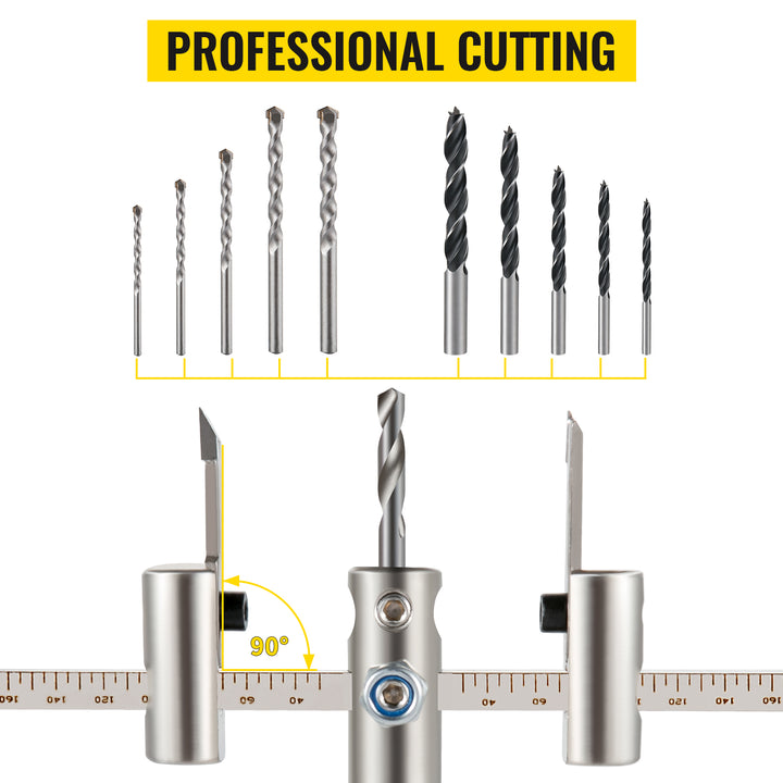 VEVOR 40-200mm 40-300mm Adjustable Steel Hole Saw Cutter Kit w/ Shield Hole Cutter Drill Bit DIY Tool for Sheetrock Veneer Slate