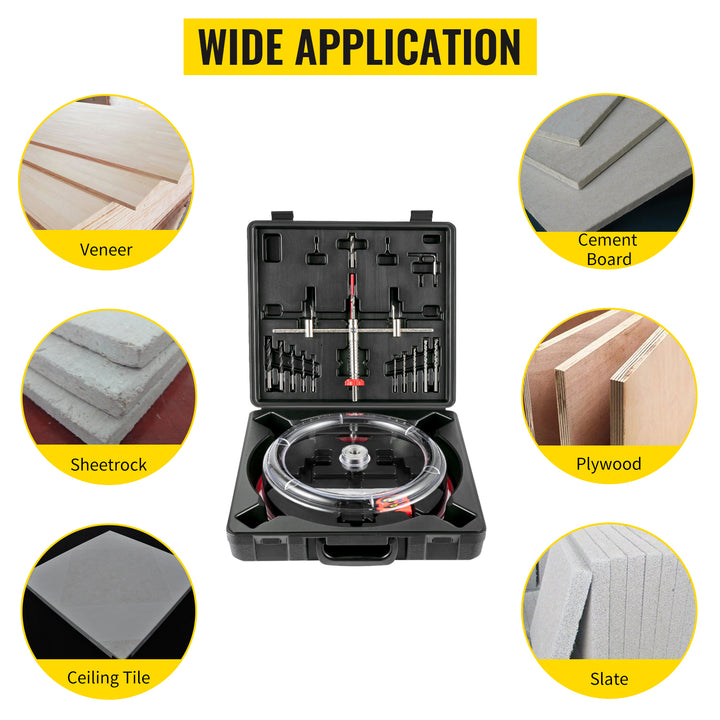 VEVOR 40-200mm 40-300mm Adjustable Steel Hole Saw Cutter Kit w/ Shield Hole Cutter Drill Bit DIY Tool for Sheetrock Veneer Slate