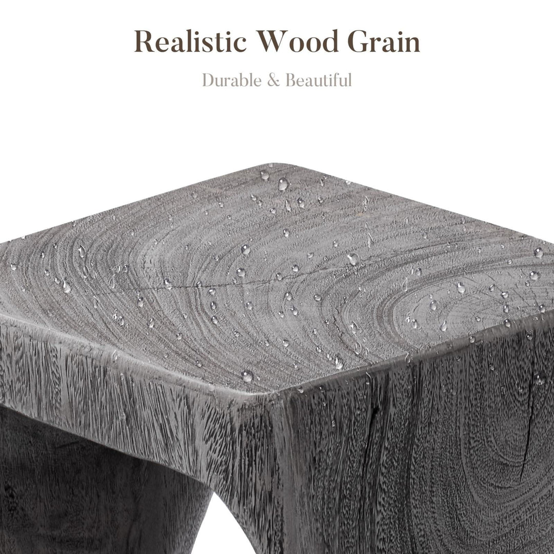 MOALCOFER Concrete Outdoor Side Table,Square Twisted Patio Side Table with Faux Wood Grain