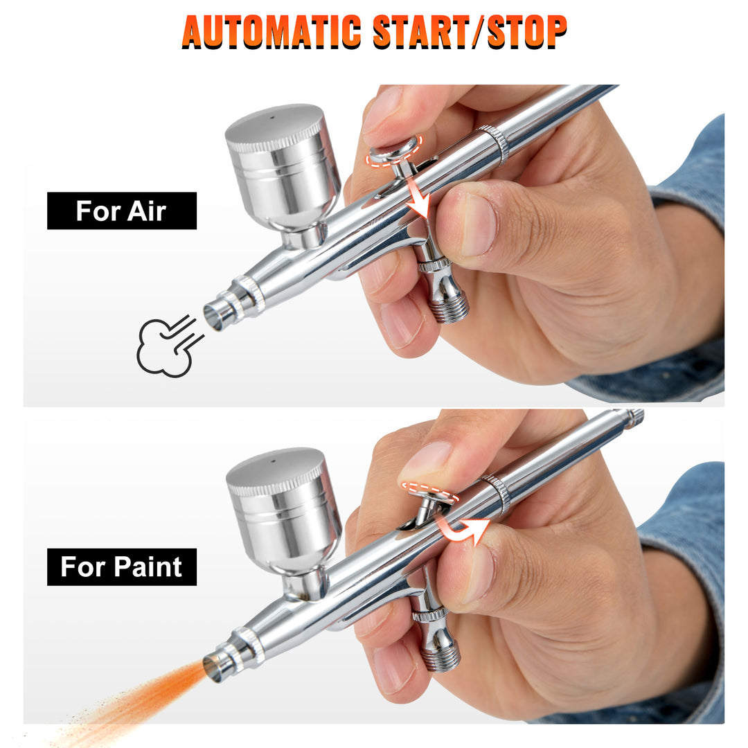 VEVOR Dual-Action Airbrush Kit Multifunctional Airbrush System Compressor 0.3mm Spray Gun for Cake Painting Nail Makeup Model