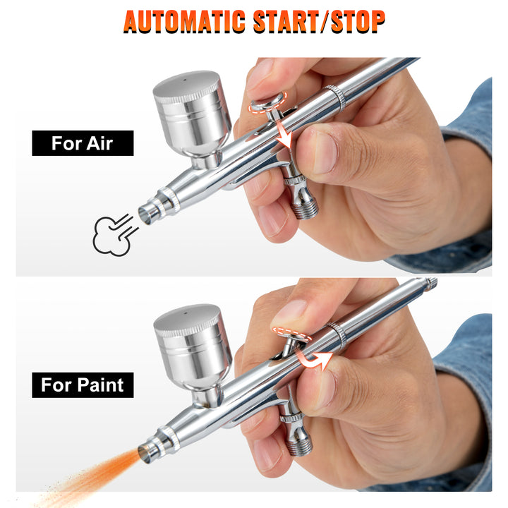 VEVOR Dual-Action Airbrush Kit Multifunctional Airbrush System Compressor 0.3mm Spray Gun for Cake Painting Nail Makeup Model