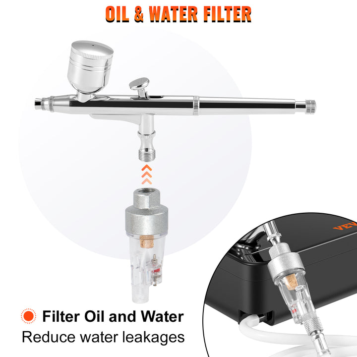 VEVOR Dual-Action Airbrush Kit Multifunctional Airbrush System Compressor 0.3mm Spray Gun for Cake Painting Nail Makeup Model