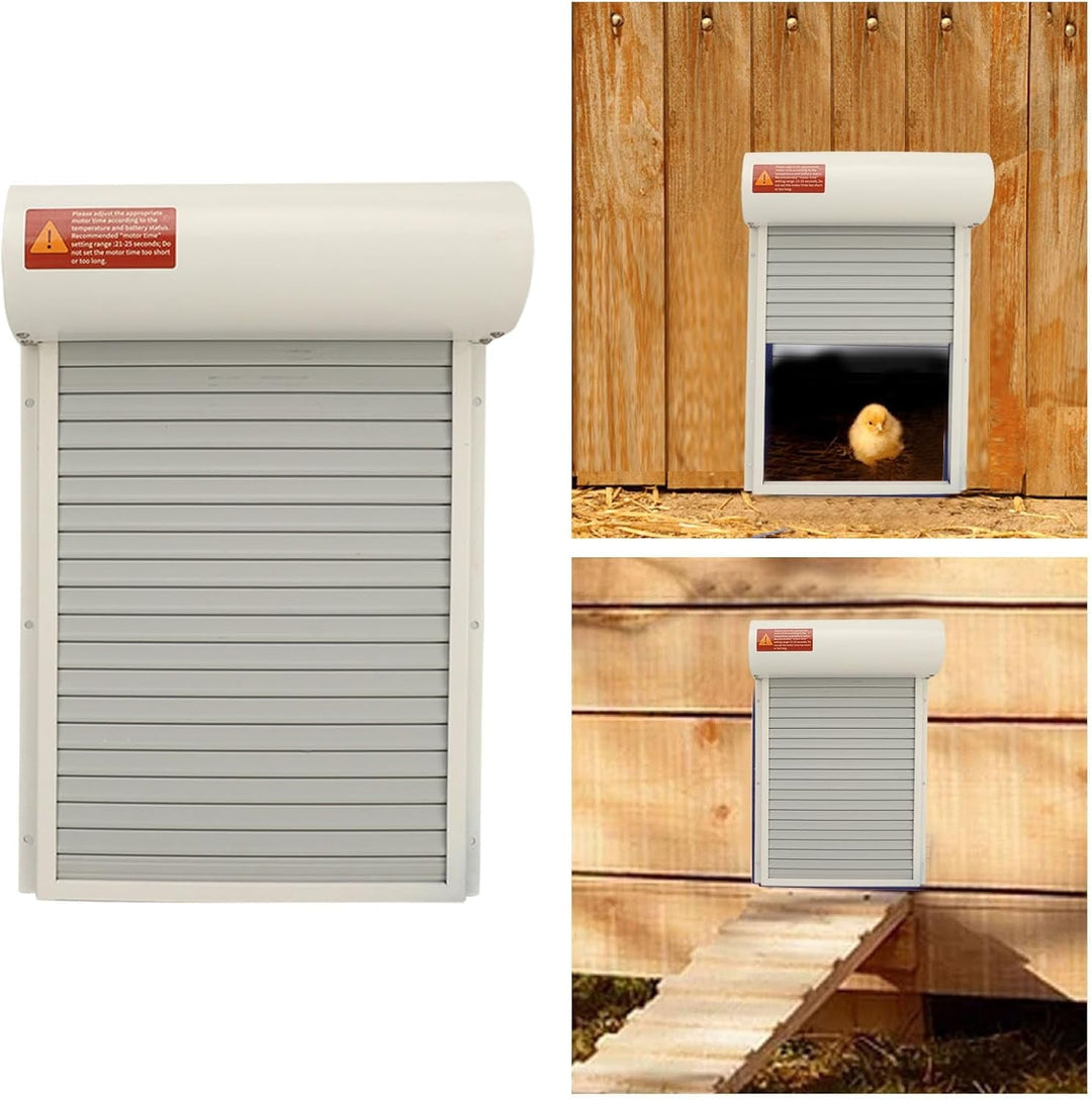 Automatic Chicken Coop Door Solar for Duck Goose Farm, Roller Shutter  Metal Chicken, Duck, Goose Coops Cages (White)