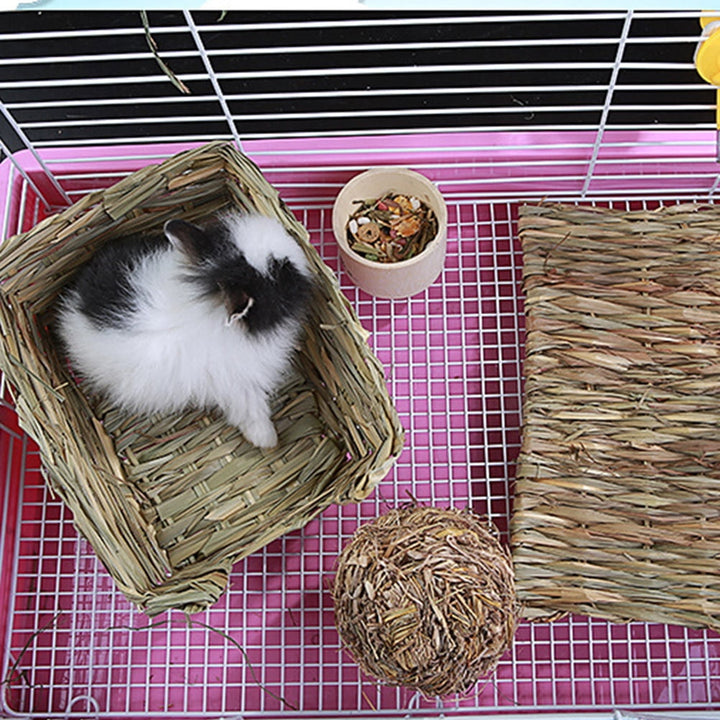 40 X28x1cm Bunny Toys Hamster Straw Bed Hamster House Rabbit Cushion Straw Pet Mat Playard Bedding Rabbit Chewing Toy