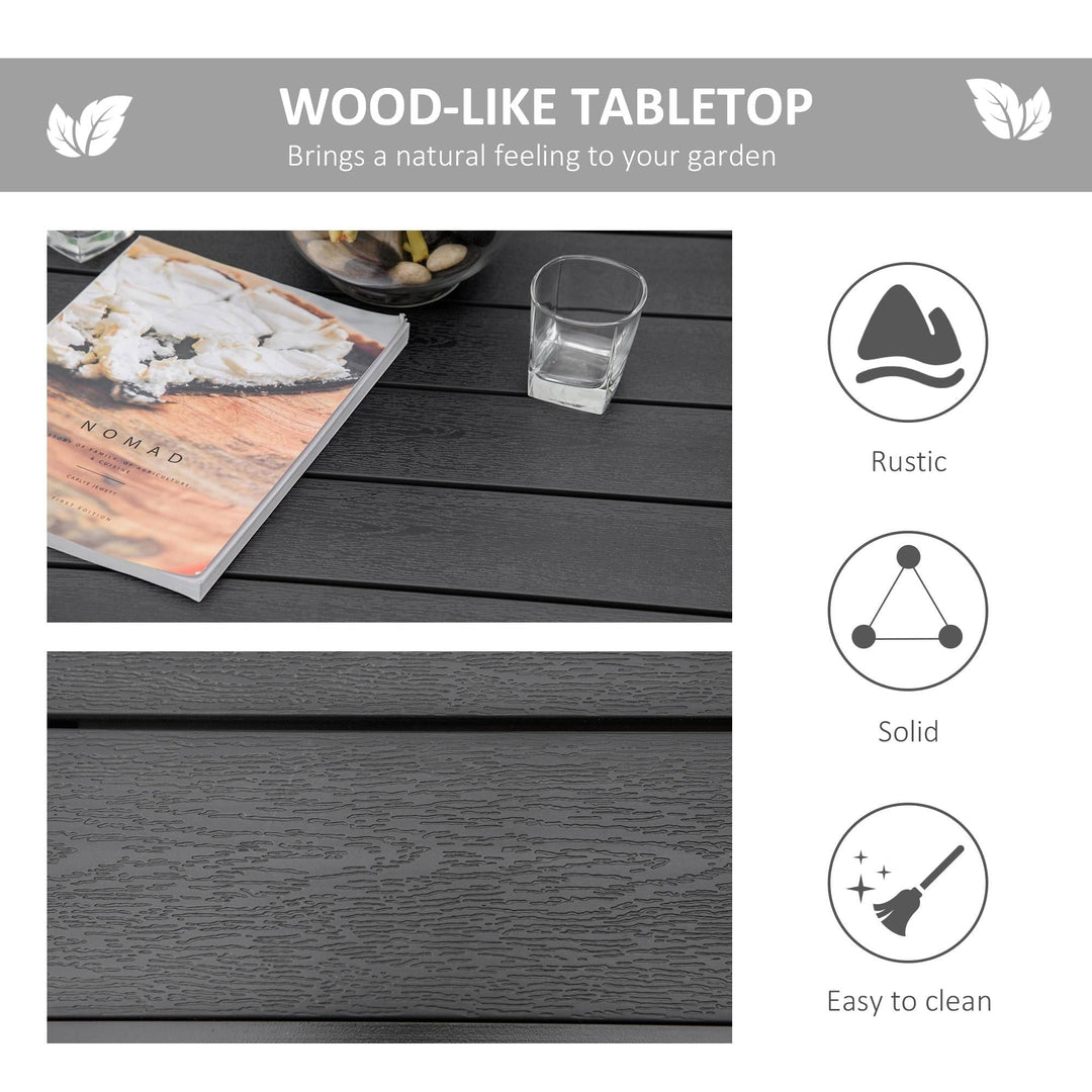Resenkos Patio Dining Table For 4, Non-Slip Foot Pads, Aluminium, Plastic, Black