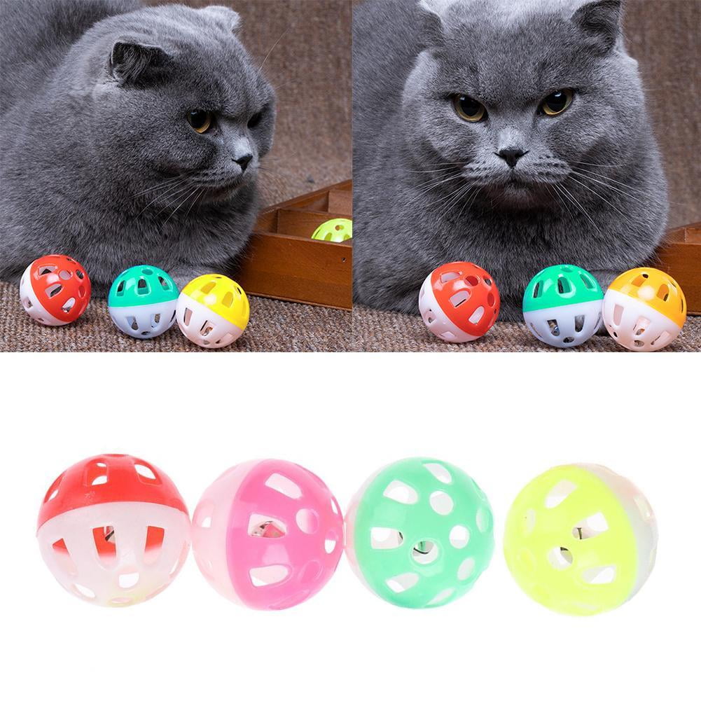 7Counts Plastic Ball Cat Toys Lattice Balls with Bell Jingle Kitten Toy