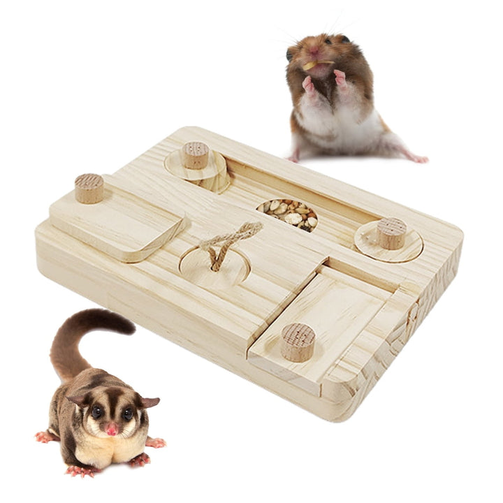 CIYISON Small Pet Foraging Toy for Guinea Pigs Wooden Rabbit Feeder Cage Accessories