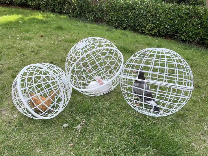 20CM Ball-Shaped Movable Chicken Coop, Outdoor Rollable Round Chicken Cage, Rabbits Ducks Safe Walking Cage, Chicks Ball Cage for Pet Outdoor Farm Use
