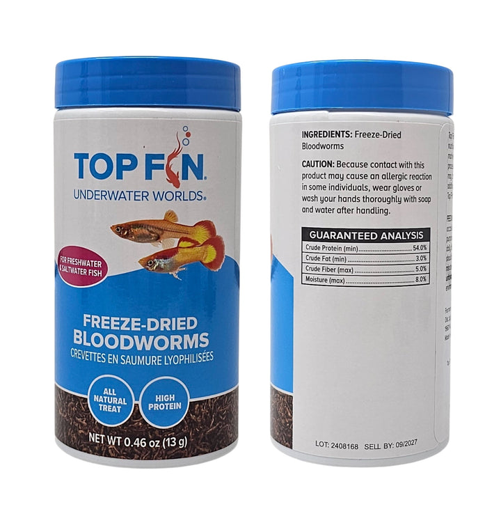 Top Fin Freeze Dried Bloodworms Freshwater and Saltwater Fish Treat, 0.46 Ounce