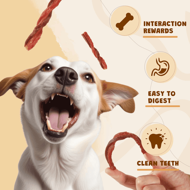 ASMPET Natural Twist Dog Treats, Real Premium Beef, Chicken and Duck Jerky for Small Medium Large Dog, 10.5 oz