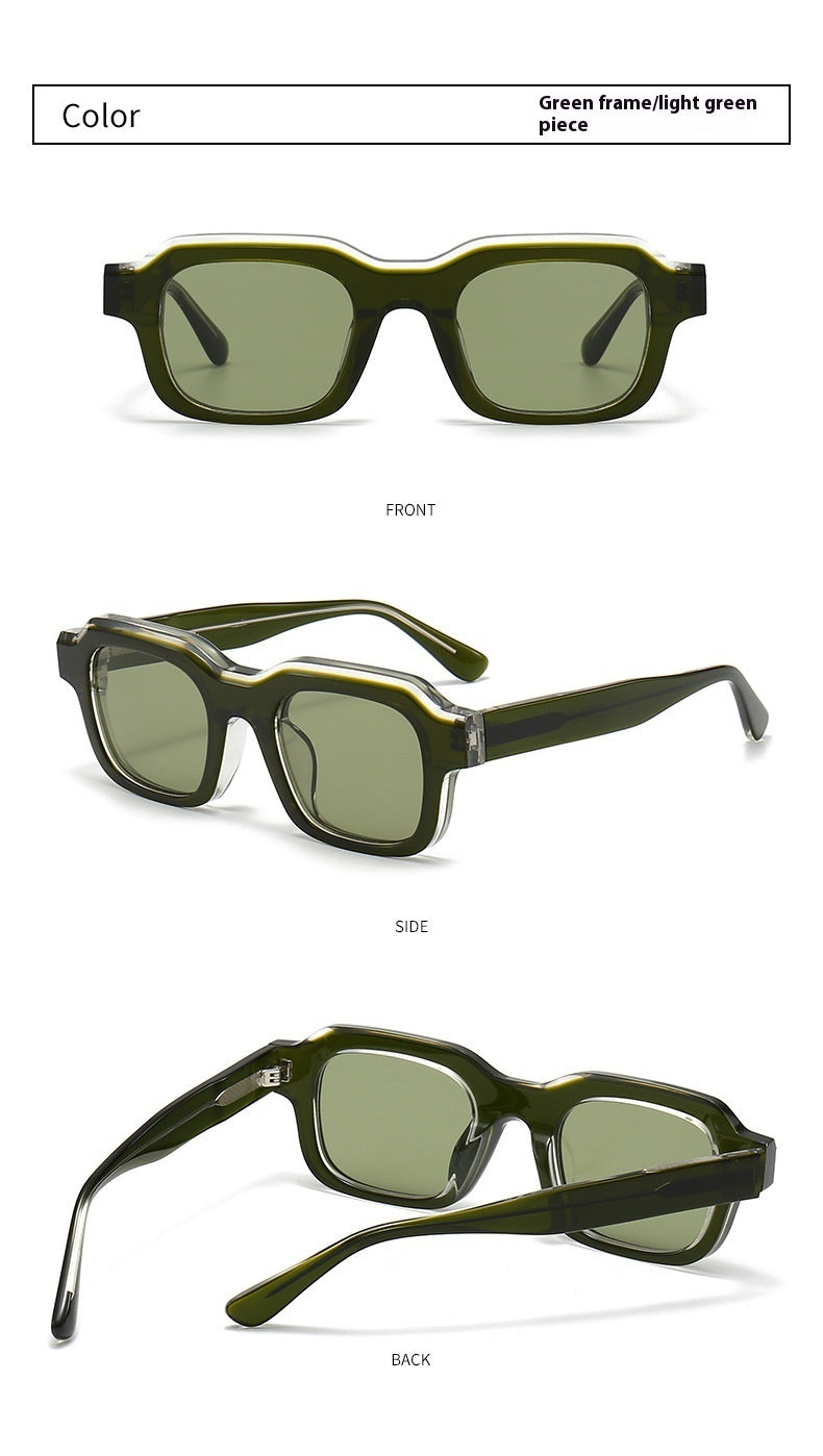 Thick Acetate Frame Sunglasses Gradient Color Stitching Sunglasses