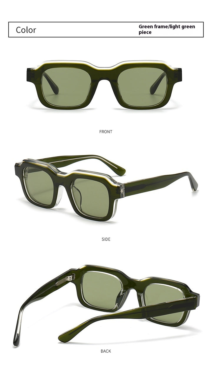 Thick Acetate Frame Sunglasses Gradient Color Stitching Sunglasses