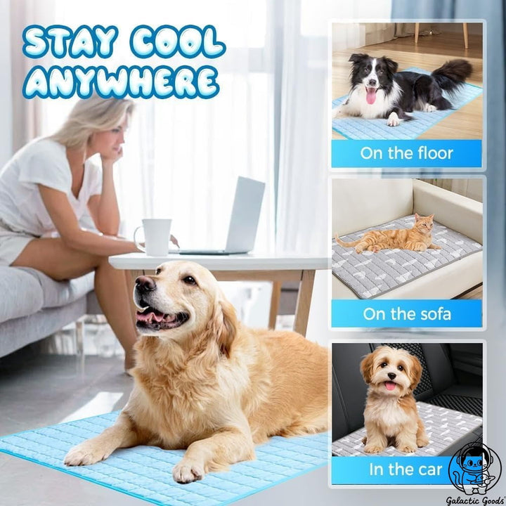 Galactic Goods-Dog Cooling Mat for Summer - Pet Cooling Pad with Gel Ice Pack, Non-Slip & Machine Washable, Cooling Mat for Dogs & Cats Indoor/Outdoor Use