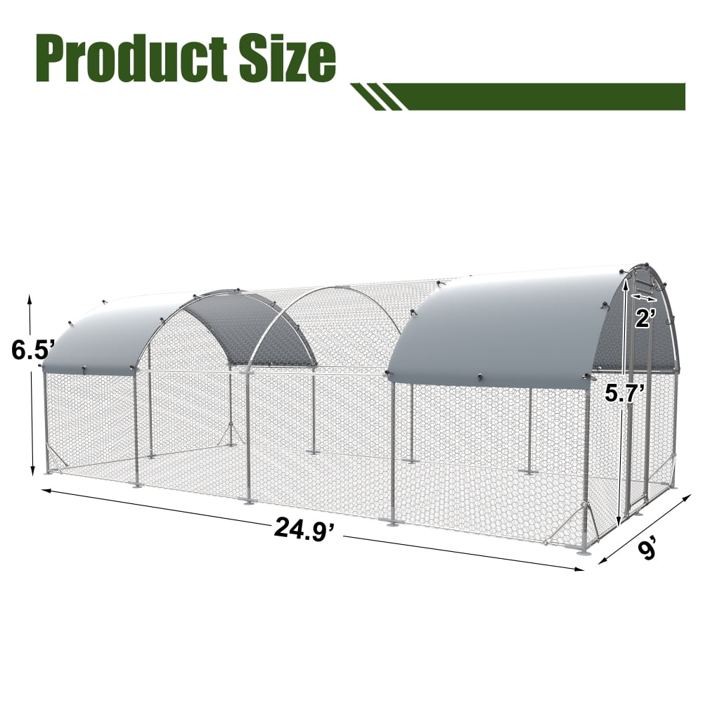 Upgraded Large Metal Chicken Coop with Steel Wire Reinforced Plastic Netting - Waterproof UV-Protected Oxford Cloth - Ideal Outdoor House for Ducks, Rabbits, Sheep, and Birds - Durable and Secure