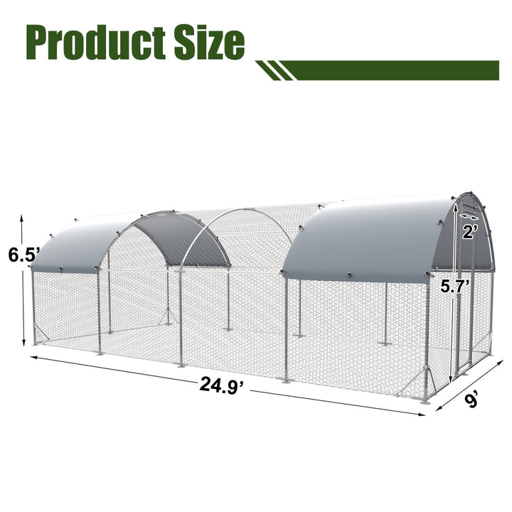 Upgraded Large Metal Chicken Coop with Steel Wire Reinforced Plastic Netting - Waterproof UV-Protected Oxford Cloth - Ideal Outdoor House for Ducks, Rabbits, Sheep, and Birds - Durable and Secure