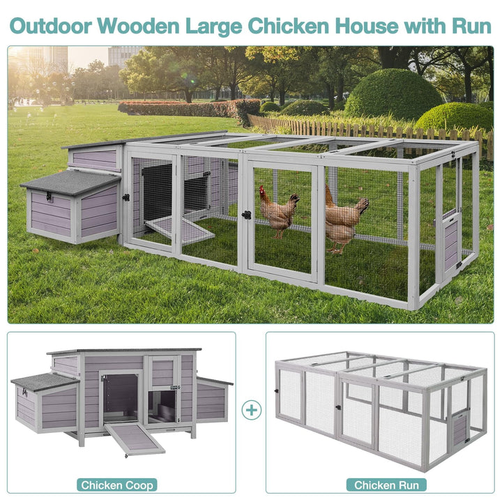 BUTINGLALE Chicken Coop Large Wooden Chicken House for Outdoor 103" Poultry Cage with Nesting Box, 4-6 Chickens