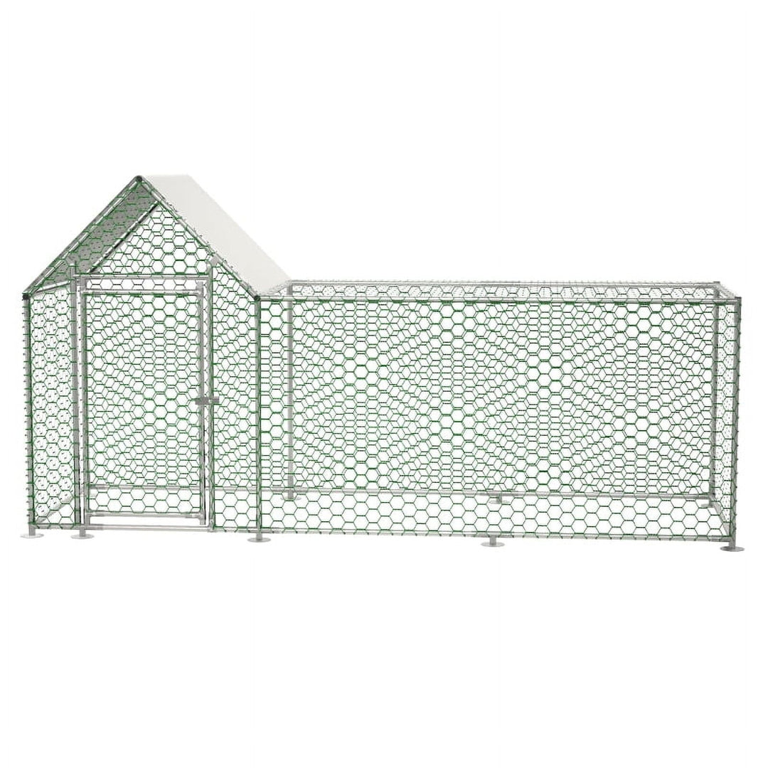 26'Lx6.7'Wx6.6' ft Large Metal Chicken Coop, Walk-in Chicken Run, Galvanized Wire Poultry Chicken Hen Pen Cage, Rabbits Duck Cages with Waterproof and Anti-Ultraviolet Cover for Outside