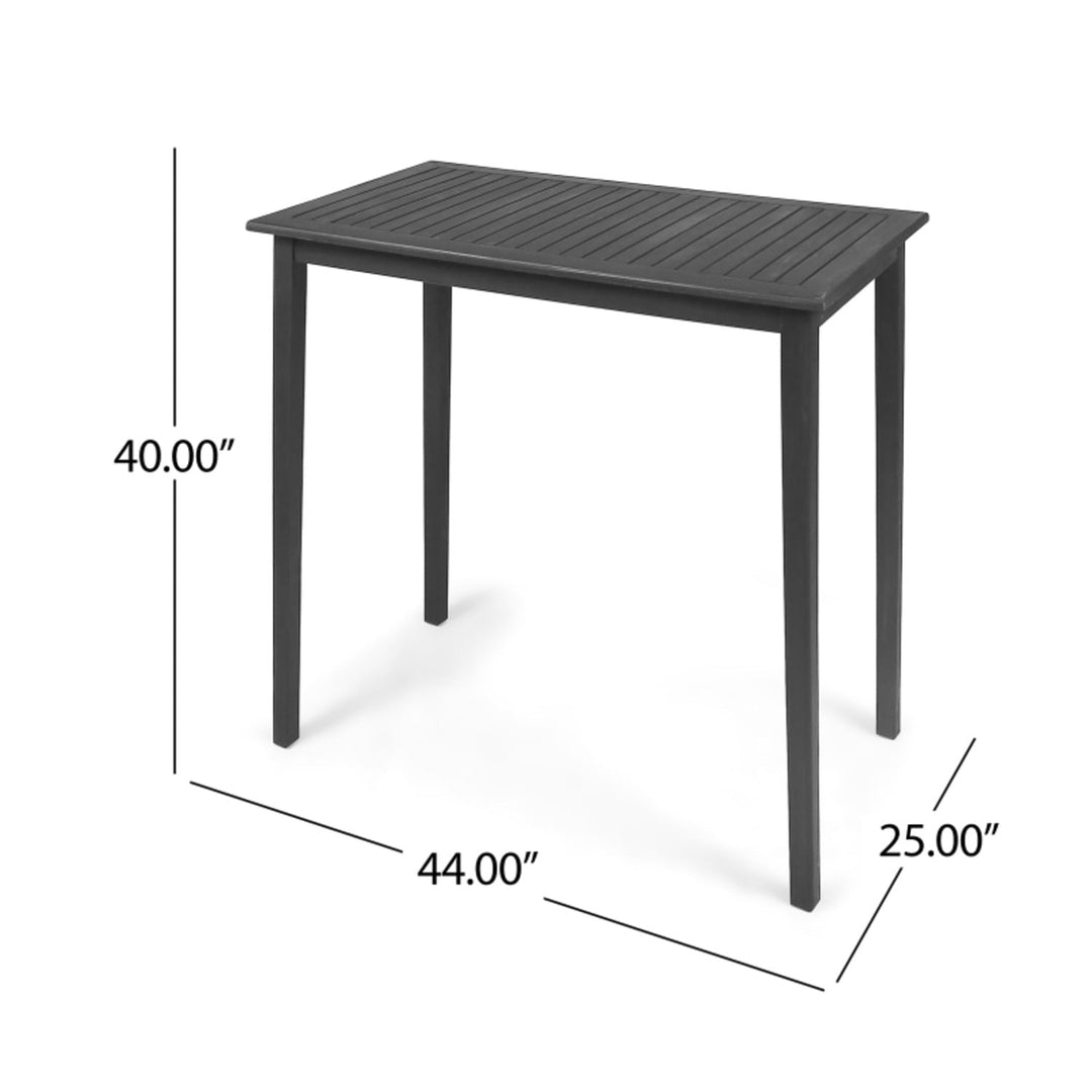 Outdoor Acacia Wood Bar Table, Dark Gray Minimalist