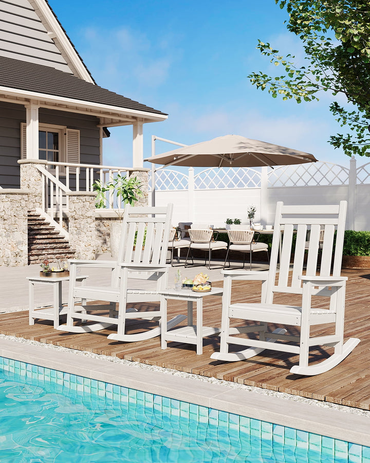 M optimized Outdoor Adirondack Side Table, HDPE 2-Tier Patio End Table Weather Resistant for Adirondack Chair, Square Side Tables for Patio, Poolside, Porch, Deck, Indoor, Backyard