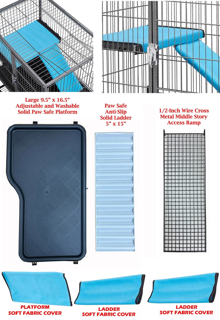 LARGE Two Story Double Unit Small Animal Critter Hamster Habitat Mouse Rat Gerbil Home Guinea Pig House Tight 1/2-inch Wire Spacing Rolling Cage for Ferret Chinchilla Sugar Glider Hedgehog
