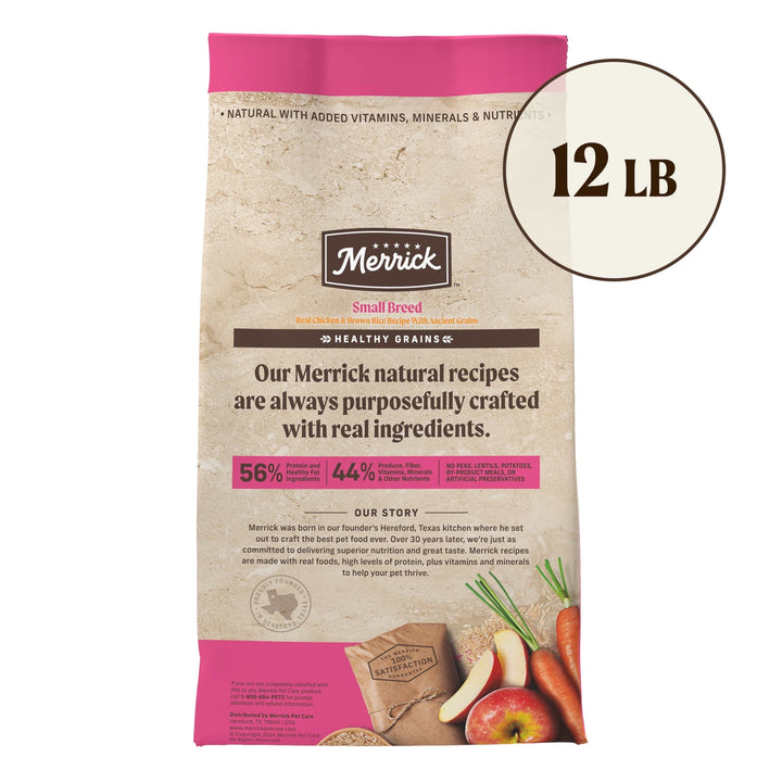 Merrick Healthy Grains Premium Dry Dog Food For Small Dogs, Wholesome And Natural Kibble, Small Breed Recipe, 12.0 lb. Bag