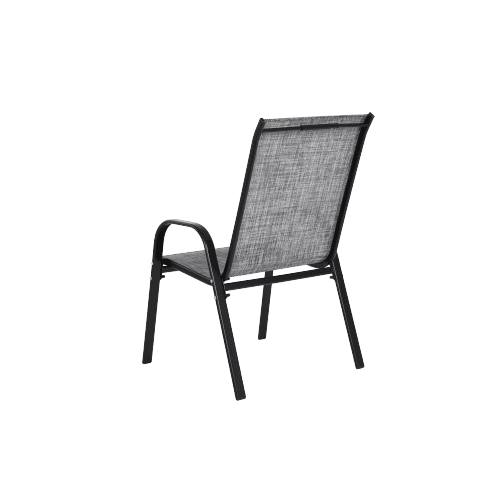Outdoor Dining Chair Set of 2, All-Weather Patio Dining Chair with High Backrest and Metal Frame, Indoor Outdoor Chairs for Bistro, Deck, Backyard, Porch,Gray