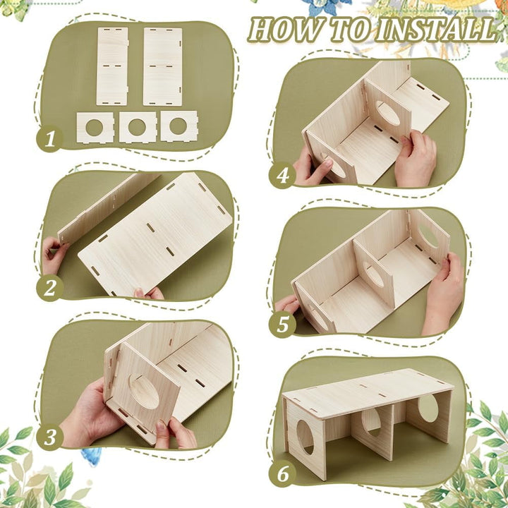 Hamster Secret Peep Shed Chamber Hamster Hideout Wooden House Chamber Small Animal Pets Tunnel Exploring Toys Secret Peep Shed for Dwarf Hamsters Syrian Hamsters Hedgehogs Rats Mice
