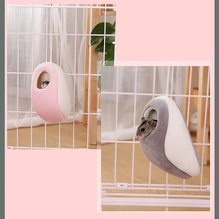 RoamHome Mini Warm Pet House Nests Autumn Winter Pet Nest for Mice Hamster Rabbit Small Animal Cotton Thermal Cage Household Small Animals Cage (Gray)