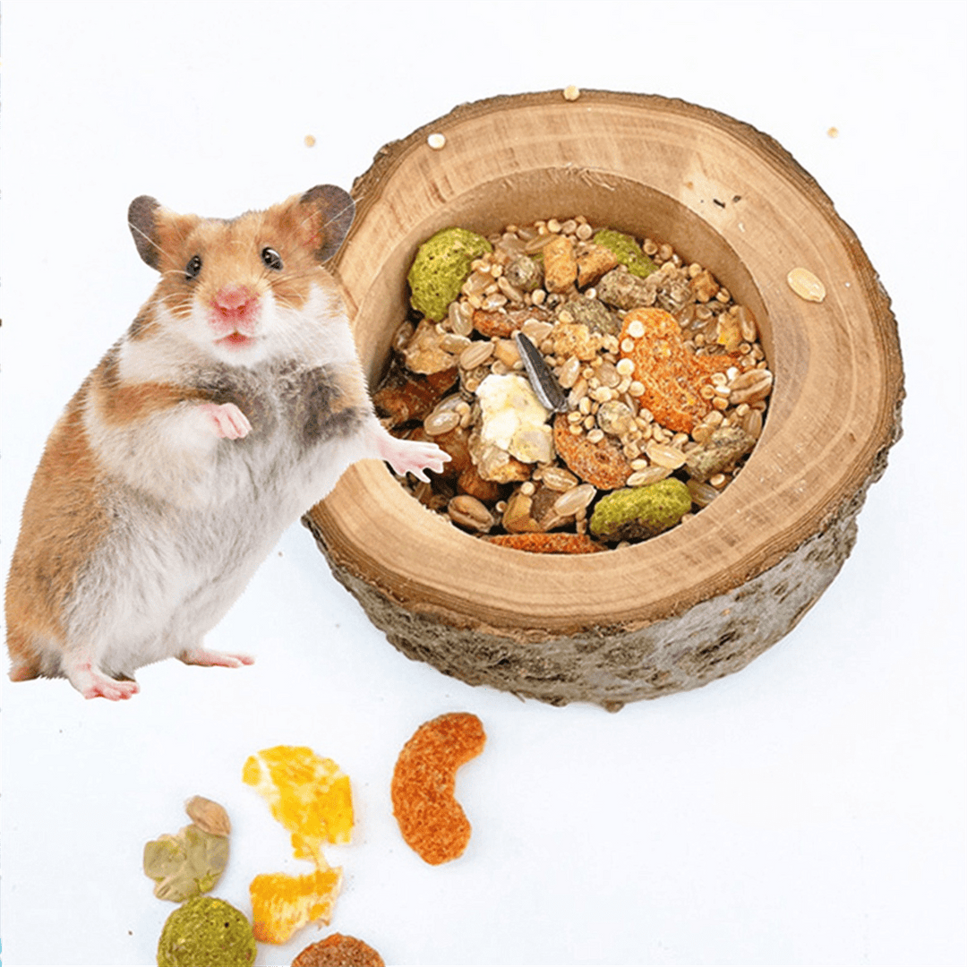Pet Hamster Wooden Food Bowl Hamster Squirrel Food Bowl