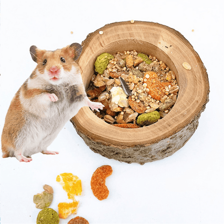 Pet Hamster Wooden Food Bowl Hamster Squirrel Food Bowl