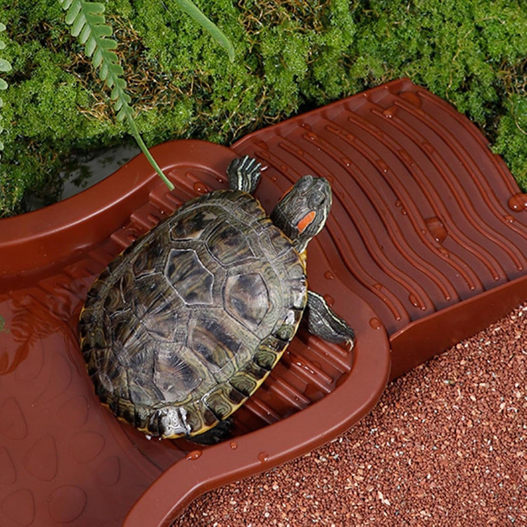 Chanana Detachable Turtle Bath Tub - Anti-Leak Reptile Spa with Ladder for Easy Entry/Exit (Brown-Red)