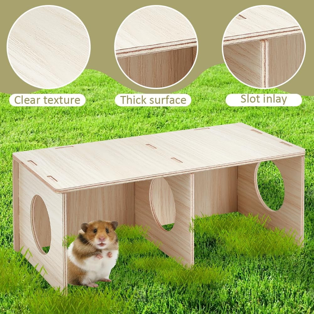 Hamster Secret Peep Shed Chamber Hamster Hideout Wooden House Chamber Small Animal Pets Tunnel Exploring Toys Secret Peep Shed for Dwarf Hamsters Syrian Hamsters Hedgehogs Rats Mice
