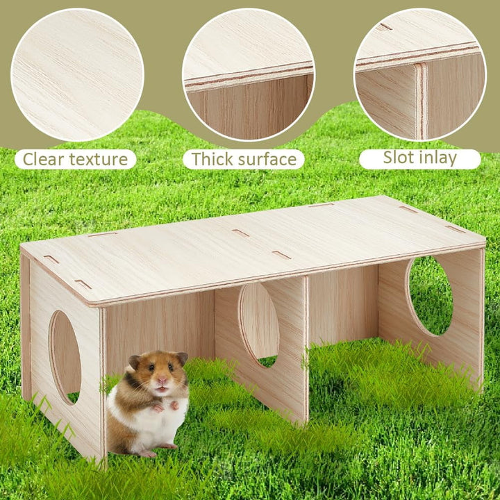 Hamster Secret Peep Shed Chamber Hamster Hideout Wooden House Chamber Small Animal Pets Tunnel Exploring Toys Secret Peep Shed for Dwarf Hamsters Syrian Hamsters Hedgehogs Rats Mice