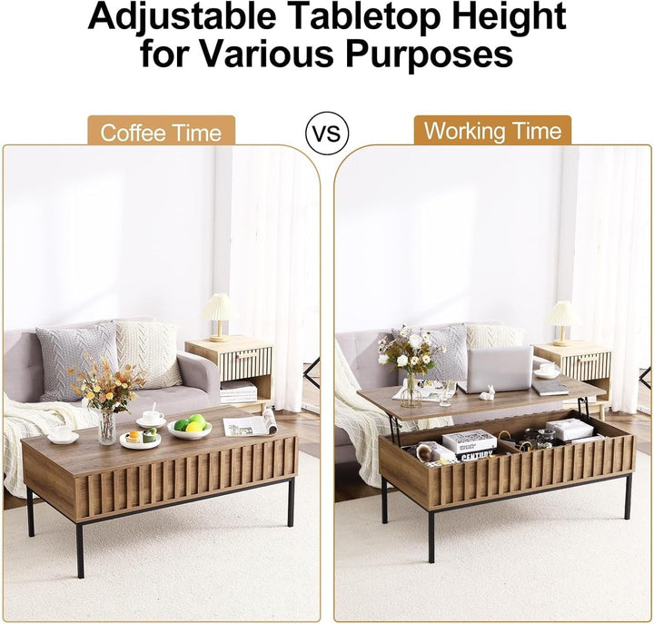 Modern Lift Top Coffee Table, Rustic Wooden Coffee Table with Hidden Storage Compartment Table for Living Room, Center Table for Living Room or Office，
