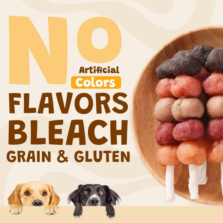 ASMPET Kabobs for Dog, Chicken Duck Salmon Rabbit Beef and Salmon Healthy Treats for Small Medium Large Dogs, 10.6oz