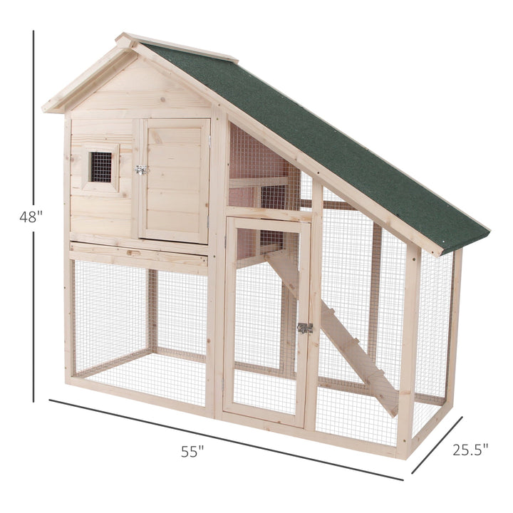 CoSoTower 55"L 2-Tier Wooden Rabbit Hutch Bunny Cage Small Animal House with Ramp, Waterproof Roof, Removable Tray and Outdoor Run