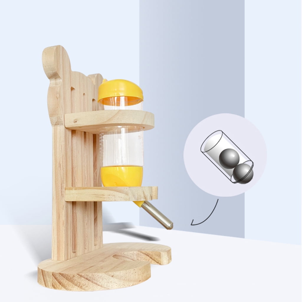AOOOWER Hamster Water Bottle Holder Adjustable Wood Stand for Guinea Pig Small Pet Gift