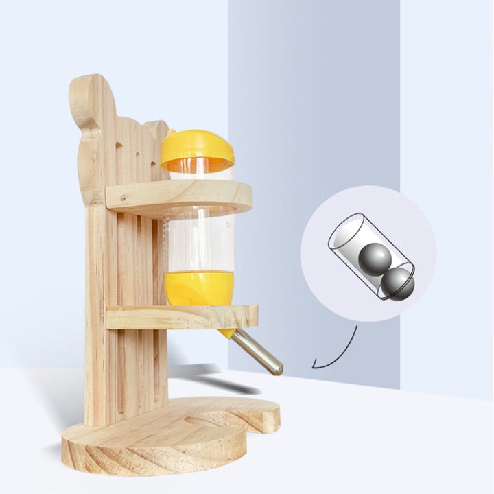 AOOOWER Hamster Water Bottle Holder Adjustable Wood Stand for Guinea Pig Small Pet Gift