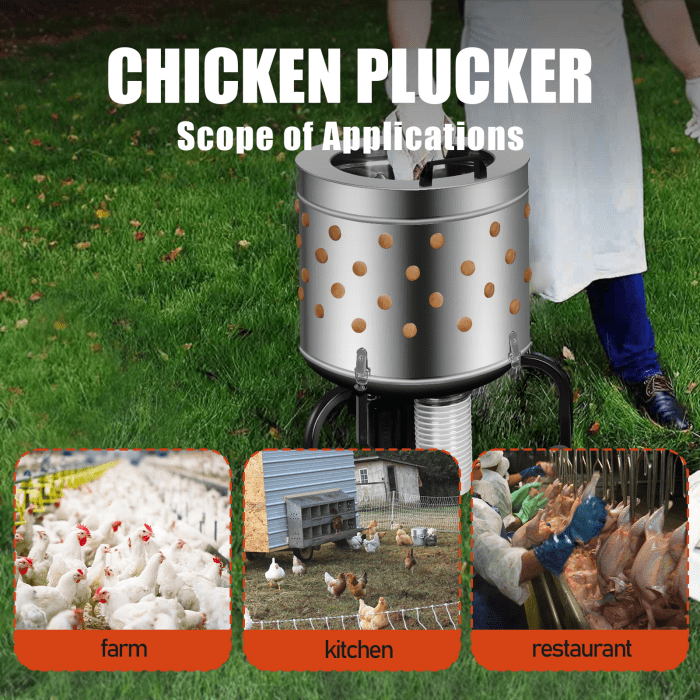 Chicken Plucker Machine, 450W Motor, 20-inch Stainless Steel, 2-4 Chickens/10-30s, Poultry Plucker, Farm, Food Processing, Commercial