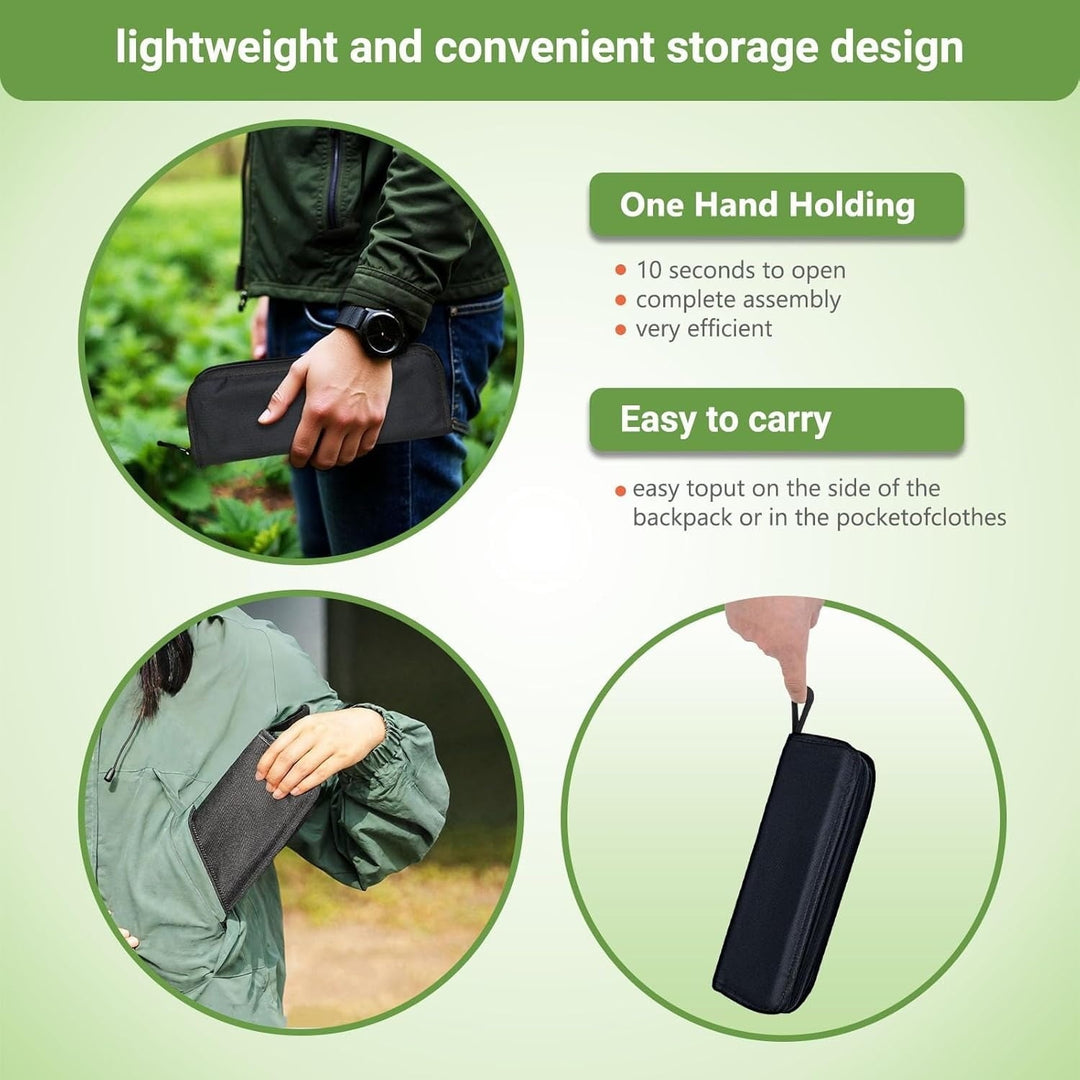 ShengVisions Ultralight 13" Collapsible Camping Stool - 1.3lb Portable Folding Chair w/Carry Bag, Supports 300lbs - Perfect for Hiking, Fishing, Outdoor Adventures (Black)