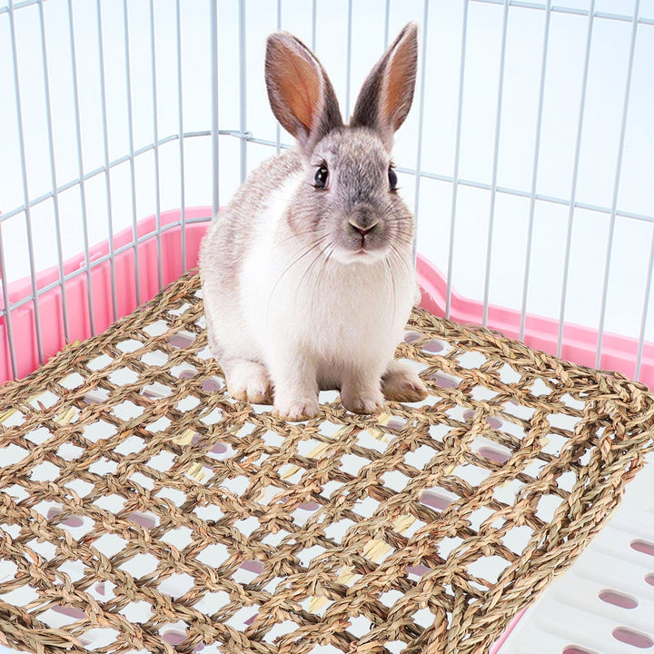 Gratier 2pcs Grass Mat Woven Bed Mat Rabbit Bunny Bedding Chew Toy Bed Play Toy