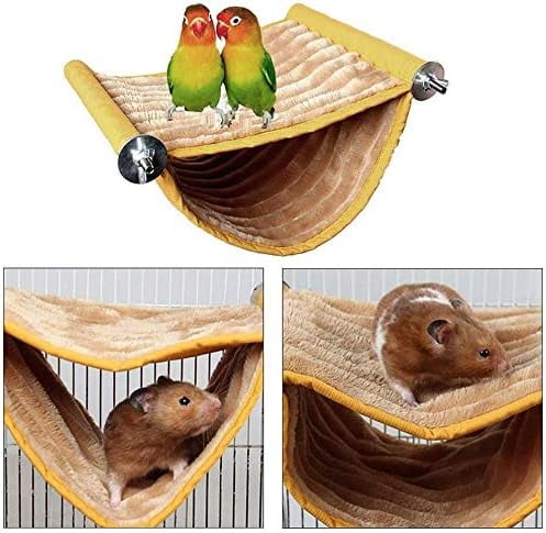 1Piece Warm Hamster Hammock House Mouse Rat Hanging Swing Bed Guinea Pig Cage Bedding Small Pet Animal Double Layer Cage Tent Hut Nest for Winter Mouse Rat Hamster Play Sleep, 9.0×7.4inch