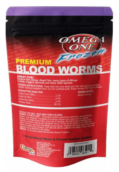 Omega™One Frozen Blood Worms Fish Food, 4 Oz